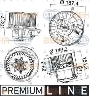Вентилятор Салона Пічки Клімату Ауді ТТ Audi TT 2006-2014 HELLA 8EW351043221 8EW351043221